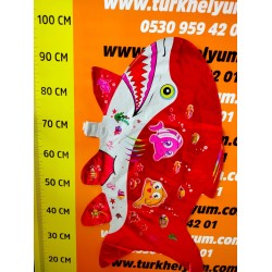 Kırmızı Köpek Balığı Desenli Büyük