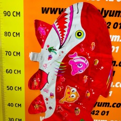 Kırmızı Köpek Balığı Desenli Büyük